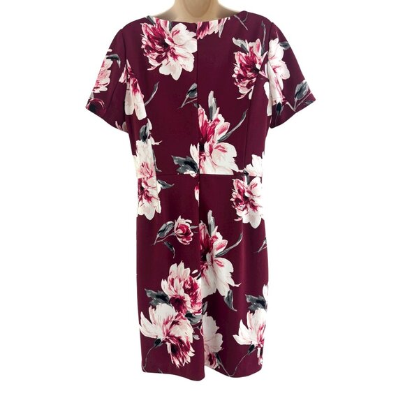 White House Black Market‎ Burgundy Fall Floral Print Sheath Dress Size 12 Office - Picture 3 of 8